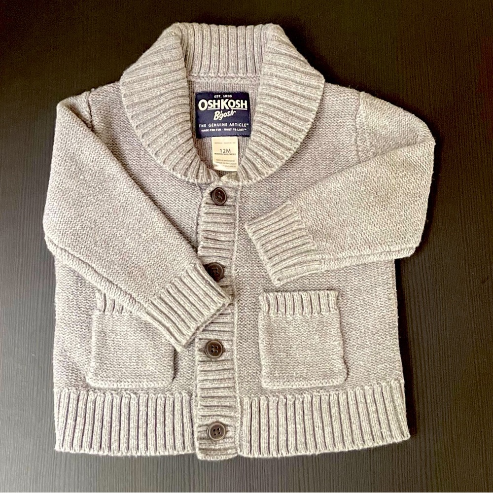 OshKosh B’gosh Baby Boy Gray Sweater Size 12 months